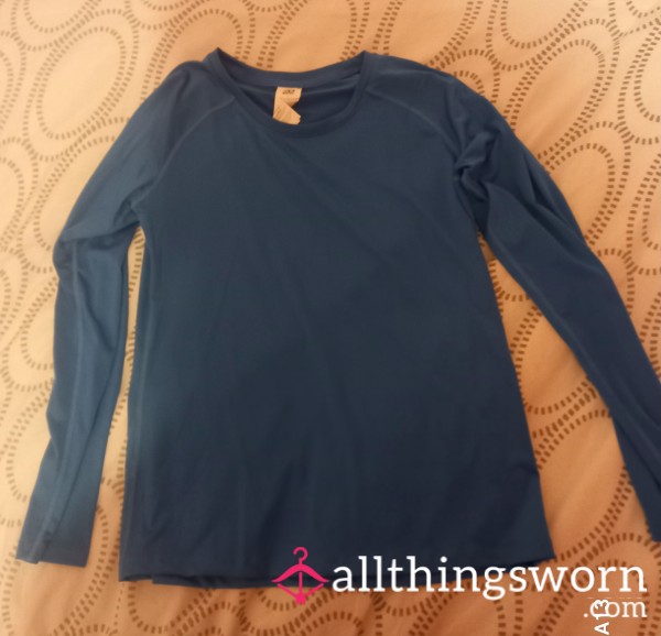 Small Long Sleeve Blue Gym Top