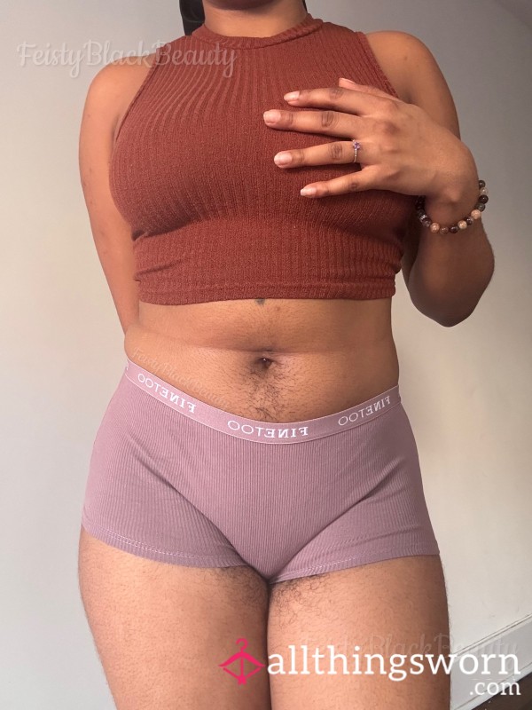 CLAIMED Small Mauve Cotton Boy Shorts (Ebony, Black, Ebony Bush, Panties, Hairy Ebony Pu**y, Hairy, Hairy A**, Strong Scent, Add Ons, Masturbation, Boy Shorts, Bush, Black A**