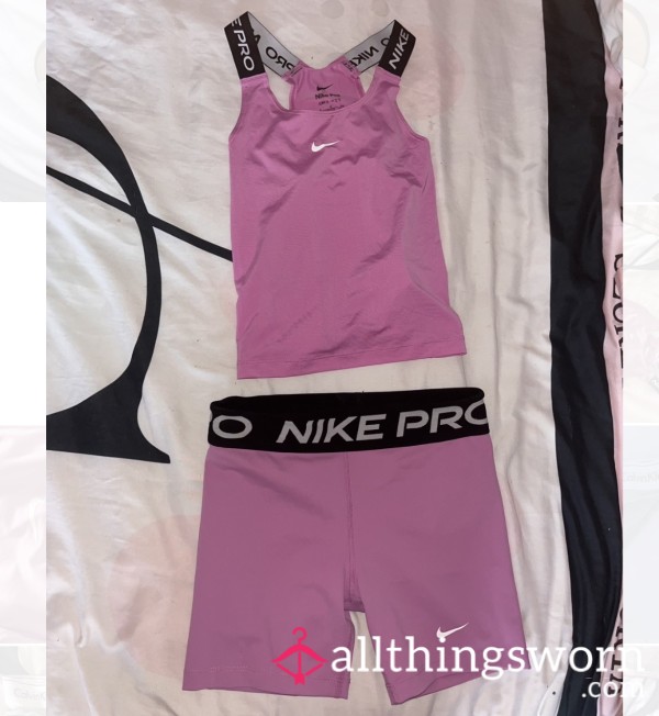 Small Nike Pro Gym Set Worn To Be Worshipped 🩷😈