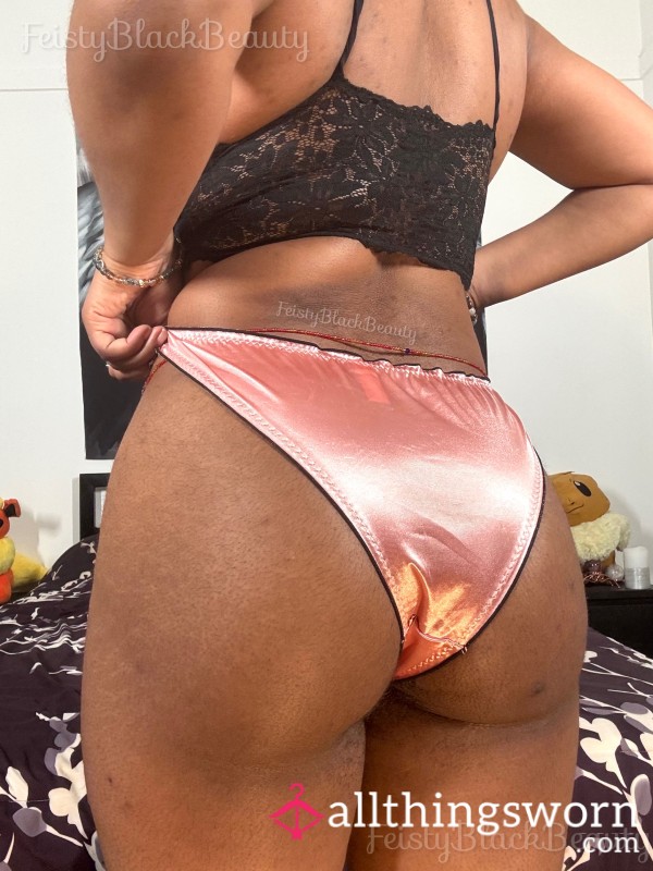 Small Pink Satin Briefs (Hairy, Hairy Bush, Hairy A**, Strong Scent, Ebony, Sweaty, All Natural, Black Woman)