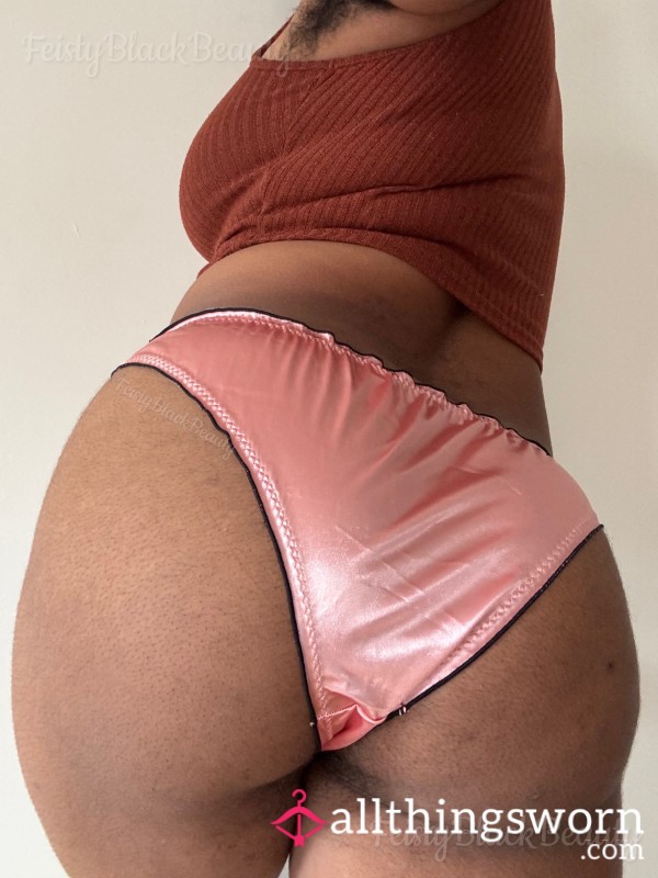 Small Pink Satin Briefs (Hairy, Hairy Bush, Hairy A**, Strong Scent, Ebony, Sweaty, All Natural, Black Woman)