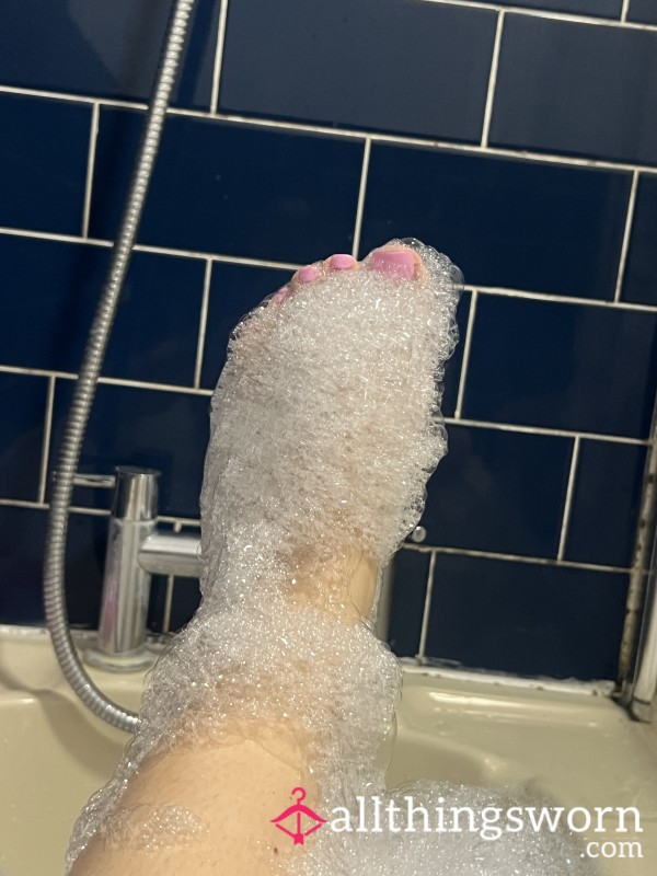 Multiple Picture Small Pink Toes In Bubble Bath