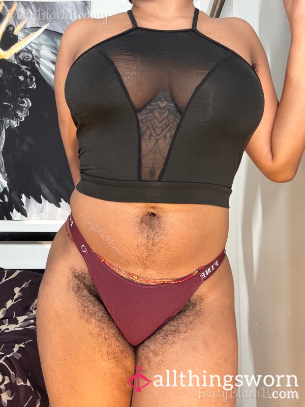 Small Purple Cotton Bikini Panties (Hairy, All Natural, Hairy Pu**y, Hairy Bush, Hairy A**, Strong Scent, Musty, Workout, Sweat, Masturbation)