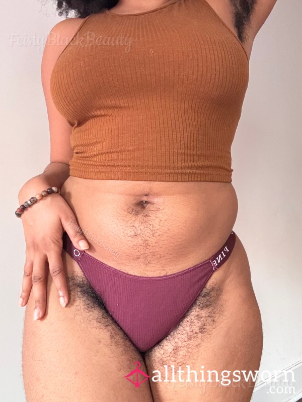 Small Purple Cotton Bikini Panties (Hairy, All Natural, Hairy Pu**y, Hairy Bush, Hairy A**, Strong Scent, Musty, Workout, Sweat, Masturbation)