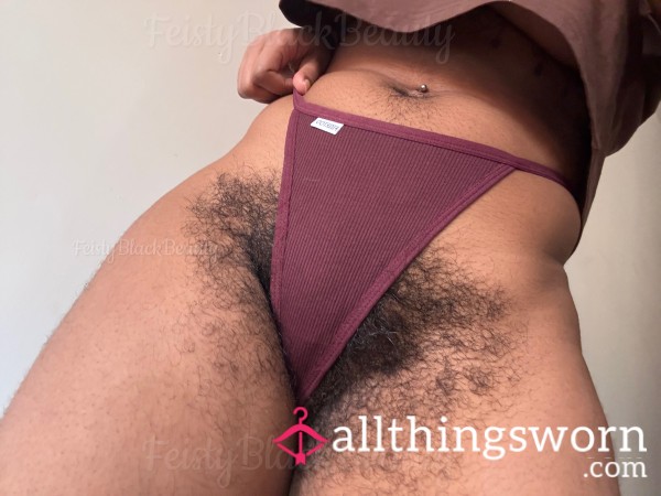 Small Purple Cotton G String (Hairy, Hairy Bush, Hairy Pu**y, Bushy, Ebony, Hairy G String, Strong Scent, Smelly, Goddess Panties, Ebony A**, Hairy A**)