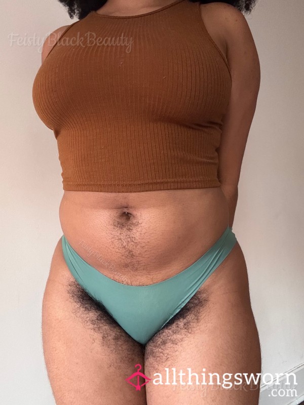 Small Teal Nylon Cheeky Panties (Hairy, Hairy Bush, Hairy A**, Strong Scent, Ebony, Sweaty, All Natural, Black Woman)