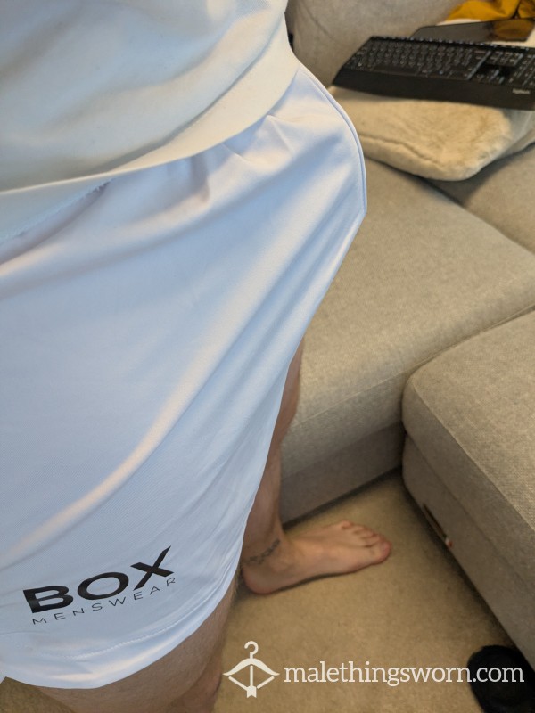 Small White Box Shorts With Integrated Jock Strap