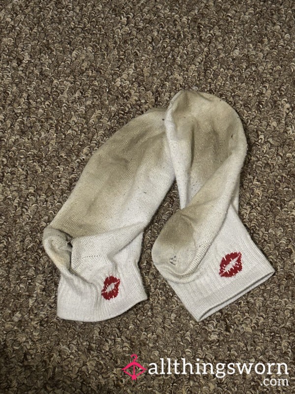 Smelly Dirty White Socks Very Well Worn 3 Days