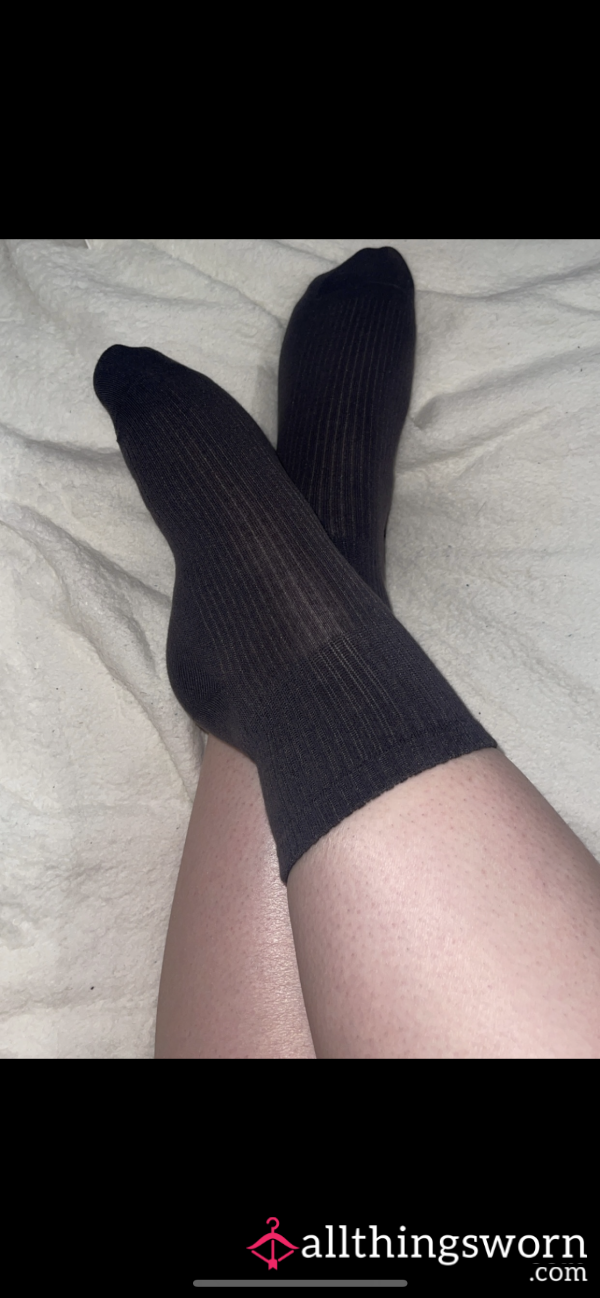24-Hour Worn Dark Grey Crew Socks – Steamy, Smelly, & Straight From My Feet 😈🧦