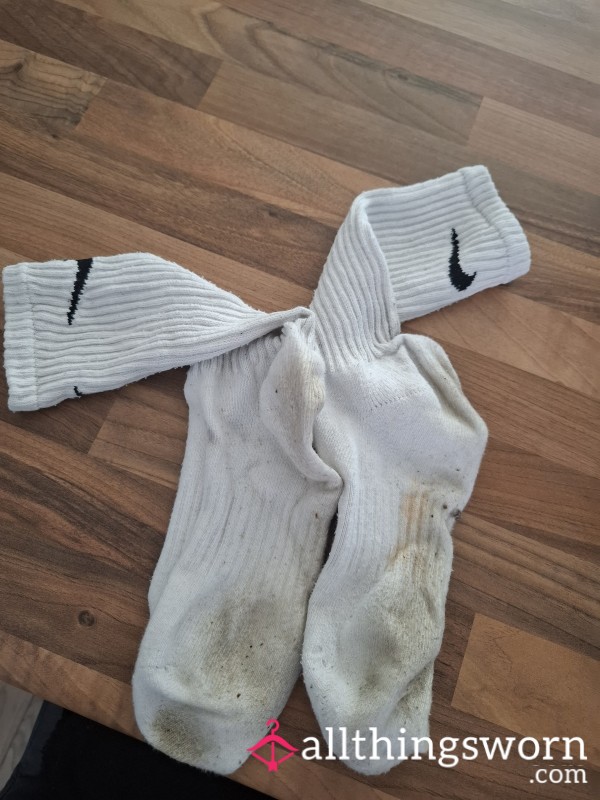 Smelly Nike Socks. Well Worn And Stained From The Gym.