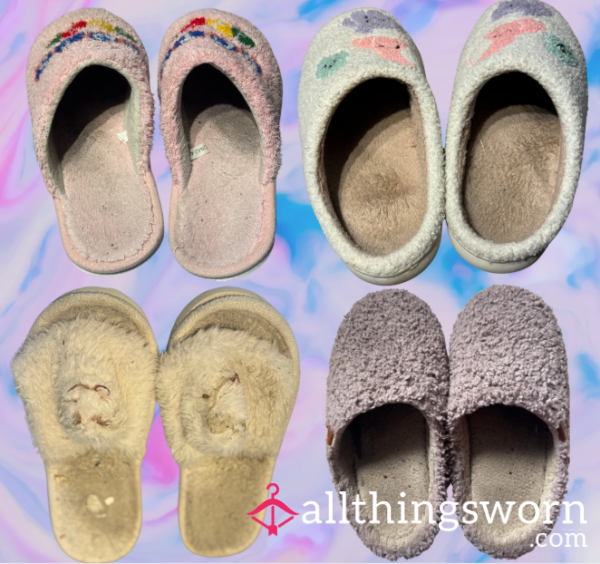 GROSS Smelly Old Slippers❤🤍 INCLUDES FREE PAIR OF SOCKS!