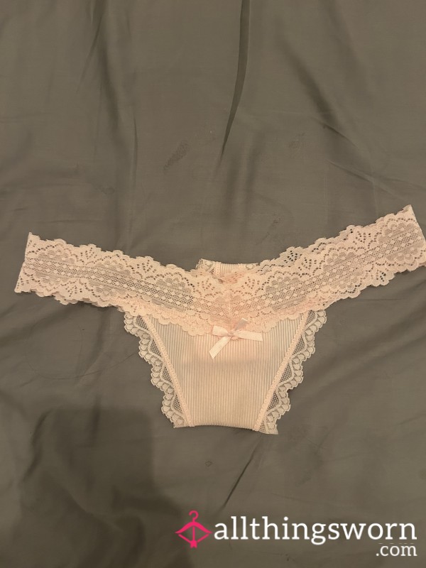 Smelly Pink Lace And Cotton Thong