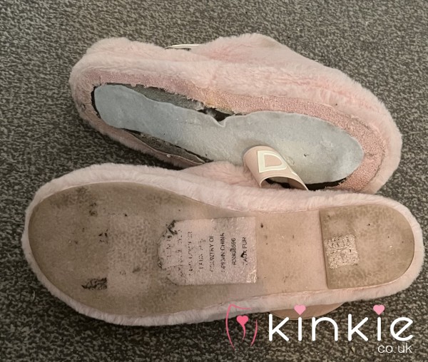 Smelly Stinky Trashed Girly Pink Fluffy DKNY Slippers