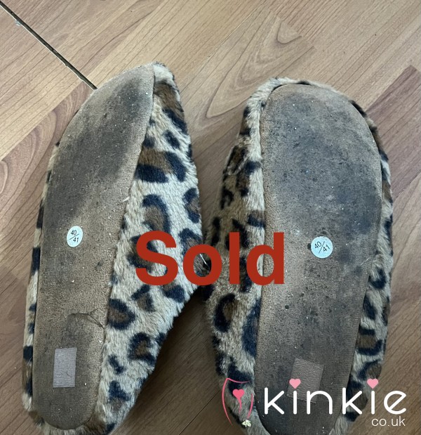 Smelly Stinky Trashed Leopard Print Slippers