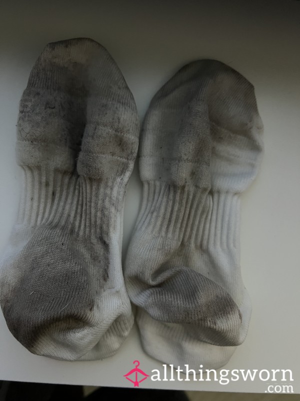 Smelly Sweaty Dirty White Ankle Socks 2days Wear