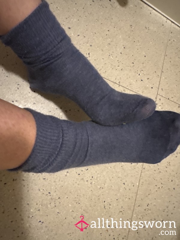 Smelly Thin Blue Cotton Socks Worn For 2 Days!