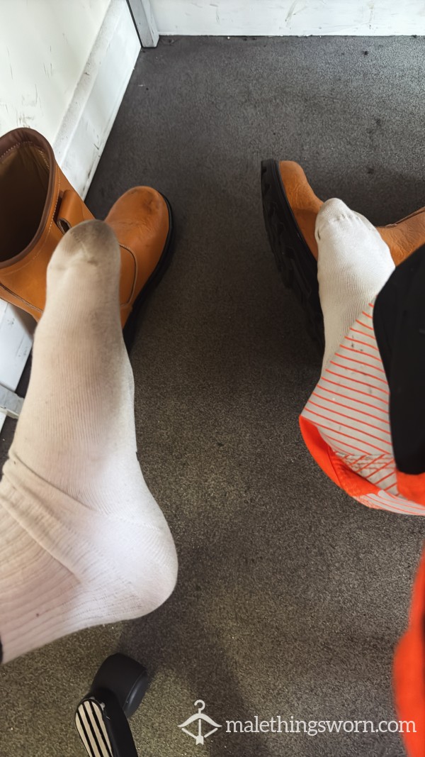 Smelly Work Boot Socks White/black
