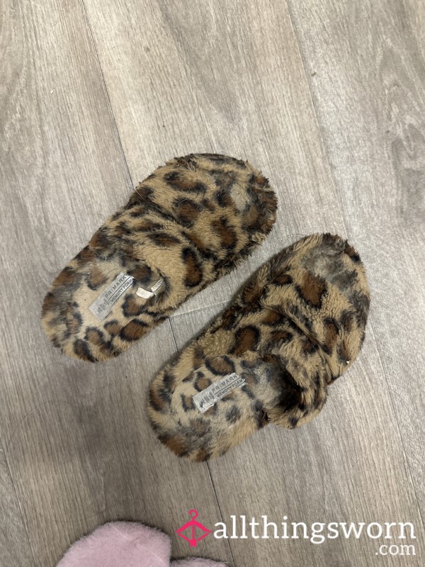 Smelly Worn Down Leopard Fur Slippers
