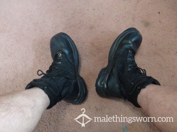 Smelly Worn Out Steel Toed Boots.