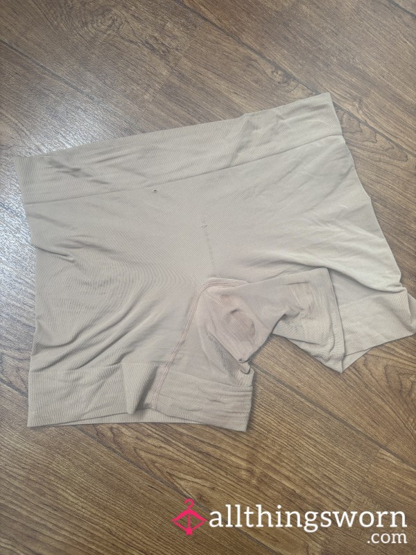 Smelly Worn Tan Anti Chaffing Shorts With Crotch Stain