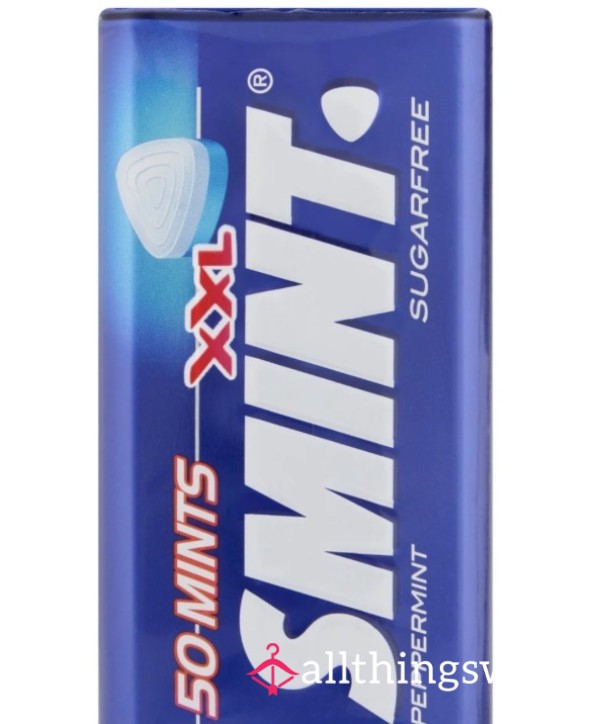Smint Mints Chewed, Lips Parted, Sp*t Thick With Mint As They Drop Away—used Up.