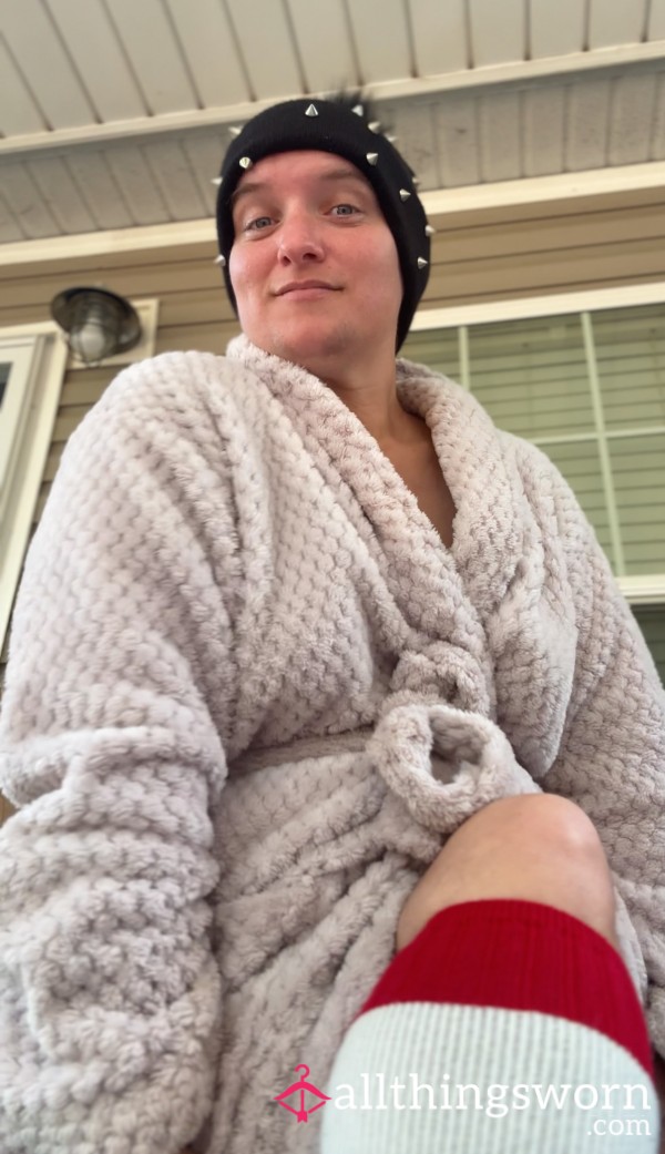 Smoking Outside In My Robe Then Take It Off To Wake And Bake With Only Panties And Socks On!