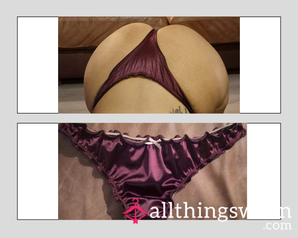 Smooth Satin Burgundy Thong