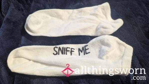 SNIFF ME White Cotton Trainer Socks