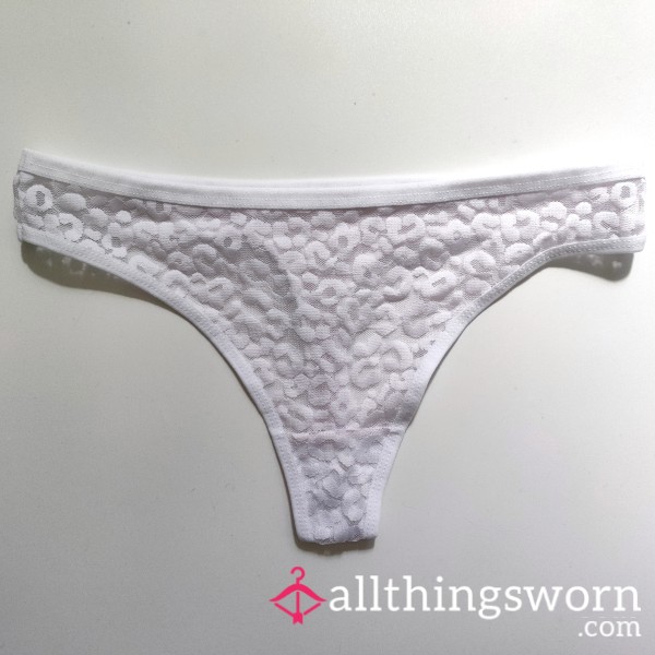 Snow White Leopard Lace Thong