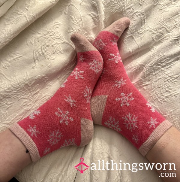 Snowflake Hot Pink Ankle Socks 💖