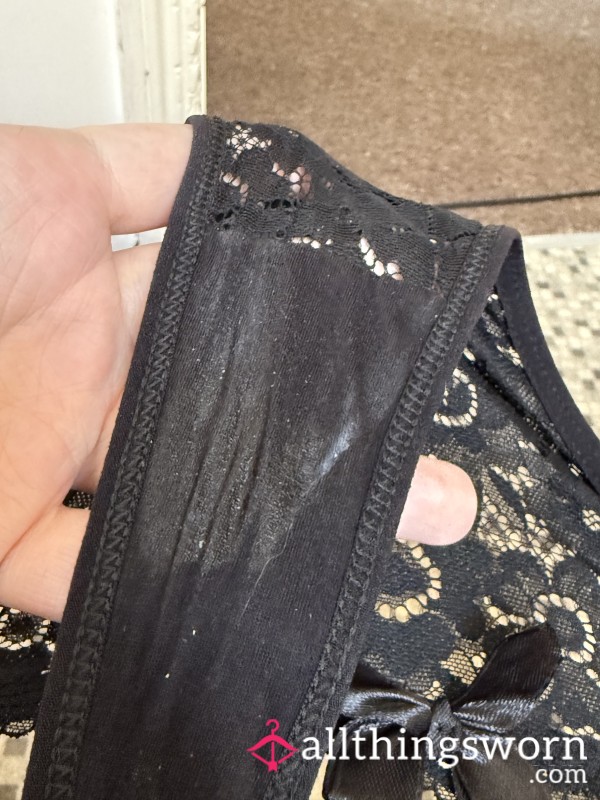 Soaked Black Lace Thong – Porn-Fuelled Play