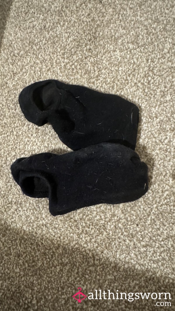 Soaked Black Trainer Socks — Worn All Day 🧦💦
