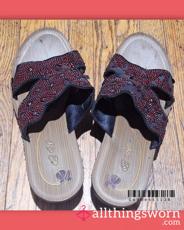 🧪 SOAKED & SOUR 🧪 HEAVY VINEGAR SCENT PLATFORM HEEL SANDAL 👡 EBONY SOLES SCENTED- WELL-WORN HEELS