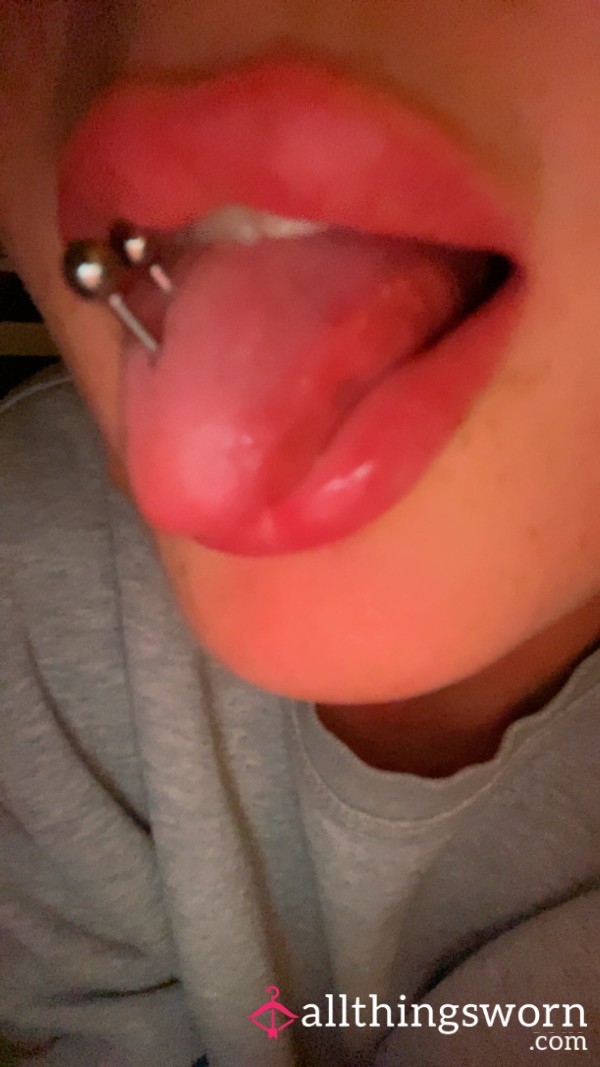 Soaking Wet Tongue & 2 Piercings🥵😥😈
