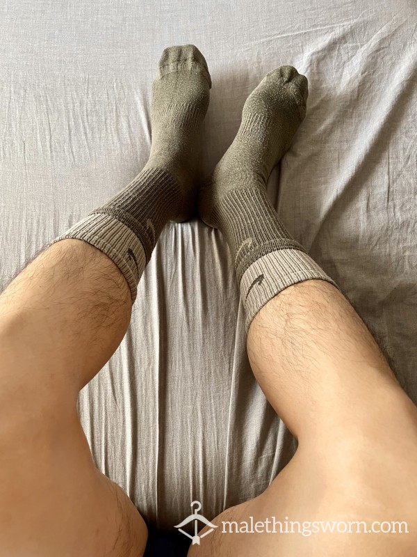 Worn Dark Green Socks