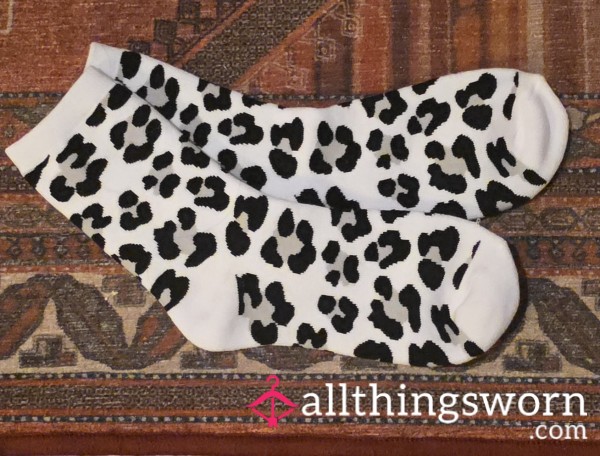 🖤👣 Sock Wear - Grey Black White Leopard Print