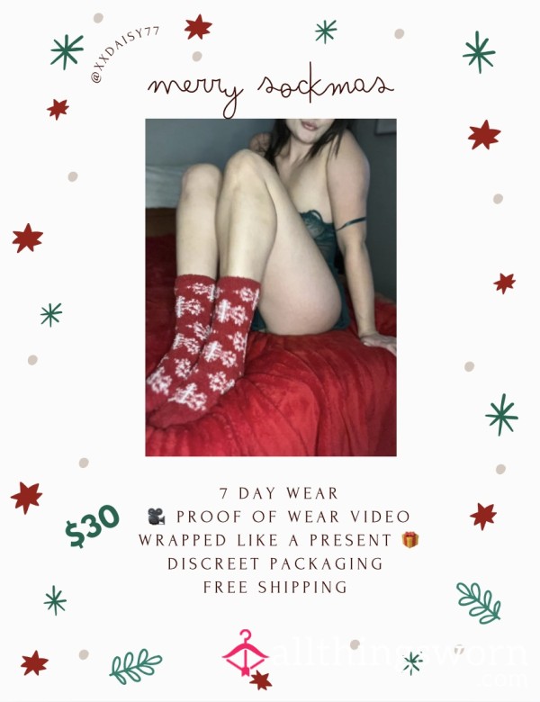 Sockmas Special🎄🧦 Fuzzy Red Snowflake Socks ❤️❄️ 7 DAY WEAR $30