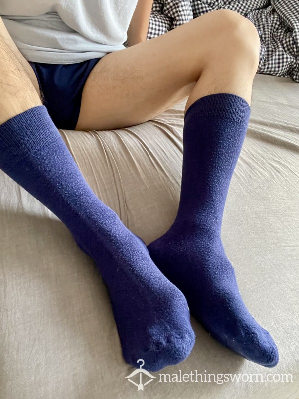 Worn Blue Office Socks