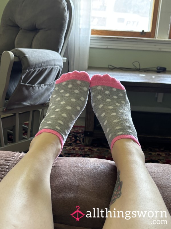 Socks - Pink & Grey Ankle 💕