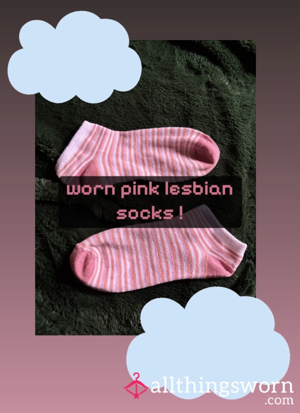 White And Pink Stripy Ankle Socks Worn By Lesbians