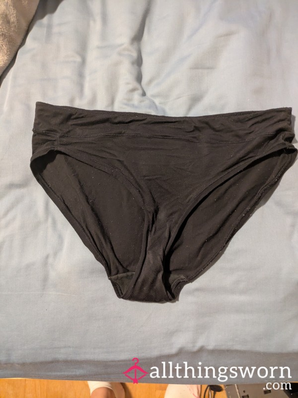 Soft Black Bikini Style Panties With Natural Bleaching On The Gusset