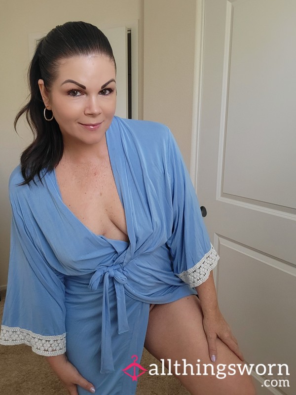 Soft Blue Cotton Robe