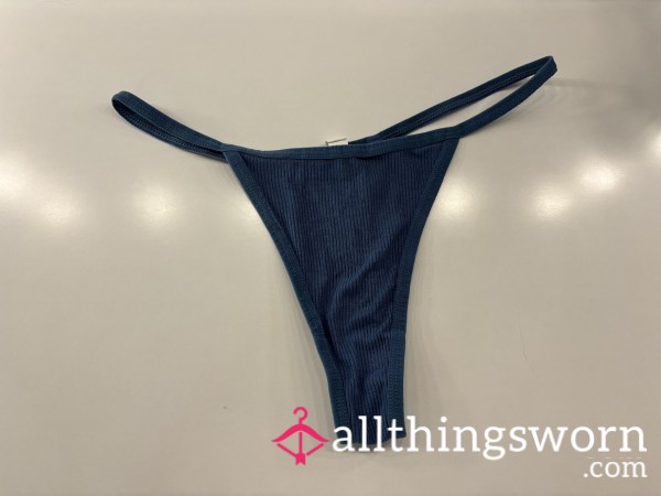 Soft Blue Cotton Thong