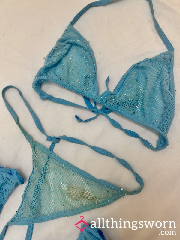 Soft Blue Well Worn Lingerie Outfit
