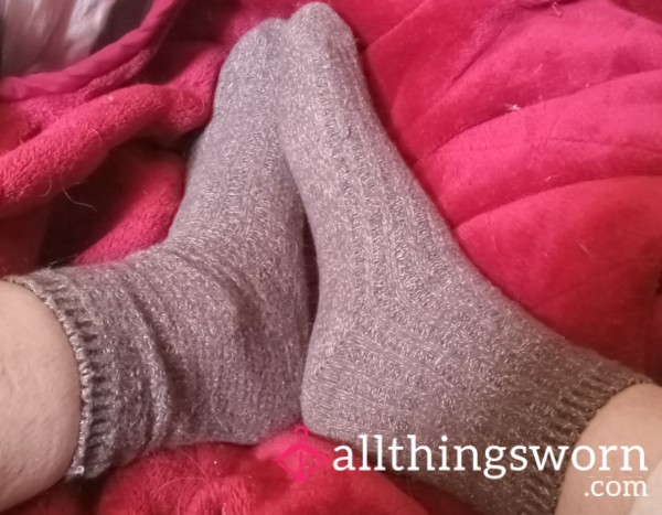 Soft Brown Crew Socks, Worn 5 Days!   $25