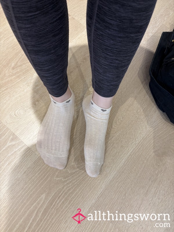 Soft Cotton Trainer Socks - Beige
