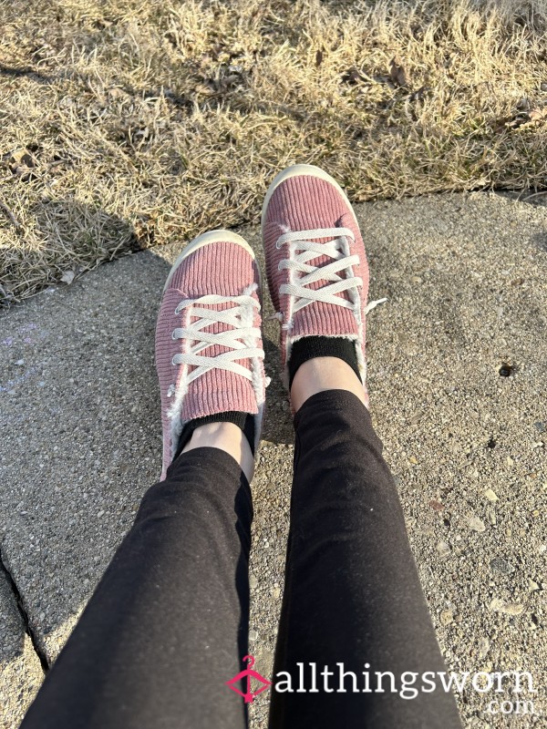 Soft & Cozy Light Pink And White Slip Ons