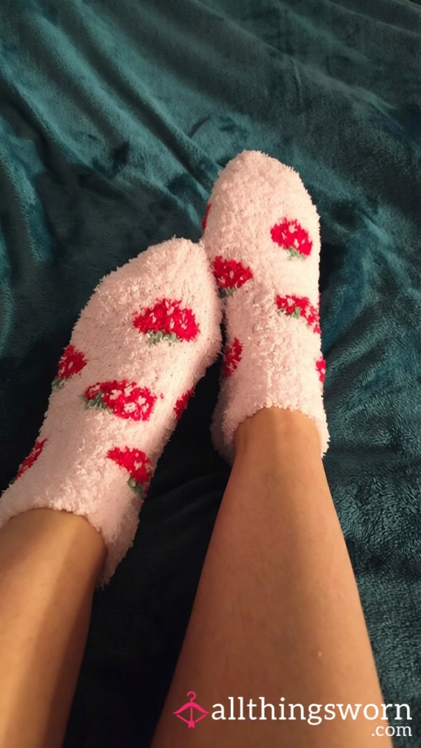 Soft Fluffy Pink Strawberry Socks
