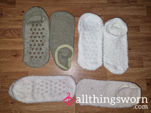 Soft, Fluffy Trainer Socks, With Grippy Bottoms