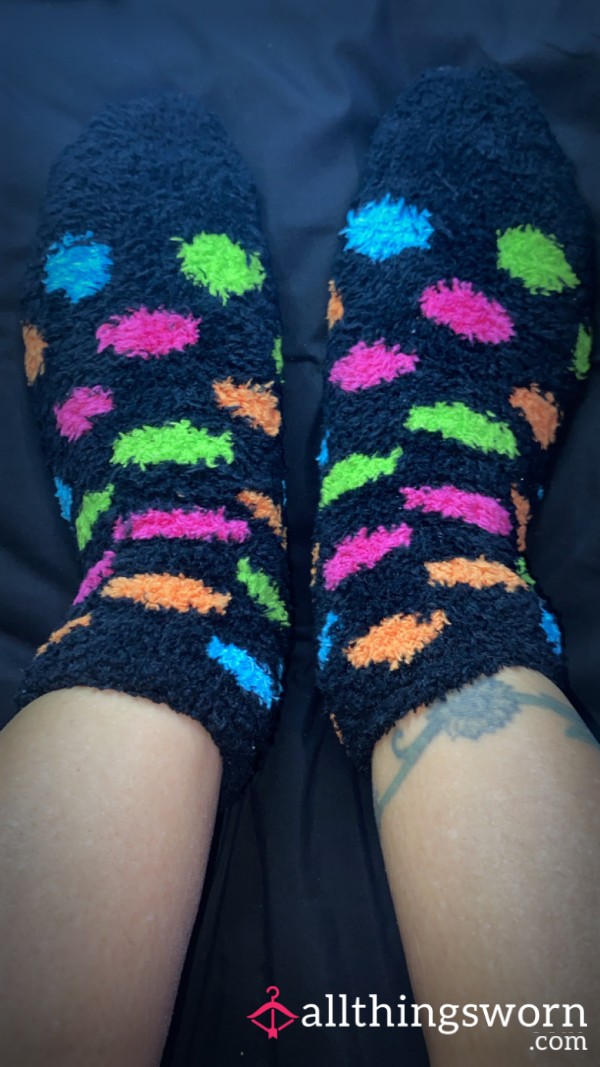 Soft , Fuzzy Socks W/ Polka Dots